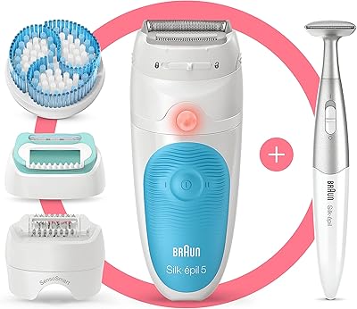 Épilateur braun silk-épil 5 pour une épilation douce, avec 5 accessoires, sac
