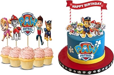 28 pièces paw dog patrol cake toppers cupcake pour enfants dessin
