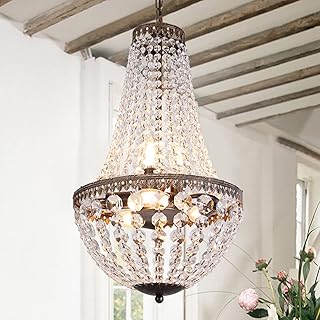 Lustre en cristal empire français wilmette 6 lumières, éclairage de lustres suspendus