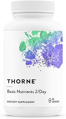 Thorne basic nutrients 2/day - multivitamines quotidiennes complètes avec biodisponibilité optimale - formule