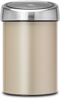 Brabantia mini poubelle touch 3l avec seau amovible (or clair) pour salle