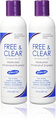 Shampooing antipelliculaire médicamenteux gratuit et transparent, 236 ml chacun (paquet de 2)