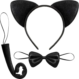 Accessoires de costume de chat, ensemble de costumes d'animaux 3 pièces pour enfants
