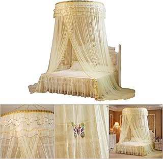 Moustiquaire ventilée, rideau de lit pliable, ciel de lit, pour enfants (beige)