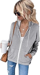 Sweat à capuche à manches longues et fermeture éclair pour femme, sweat-shirt ample