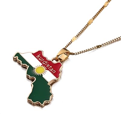 Collier plaqué or du kurdistan avec émail doré et carte de la région. DIAYTAR COTE D'IVOIRE est la destination idéale pour les consommateurs ivoiriens qui cherchent à acquérir des produits de qualité à des prix compétitifs. Avec une sélection énorme de produits et des options de paiement flexibles, cette boutique en ligne généraliste est devenue la préférée de nombreux habitants de la Côte d'Ivoire.