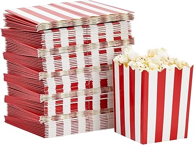 Petites boîtes à pop-corn rayées juvale pour soirée cinéma, fête d'anniversaire
