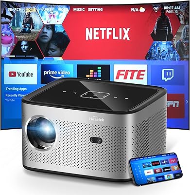Projecteur wifi bluetooth, 1600 ansi lumens, prise en charge 4k android tv, mise