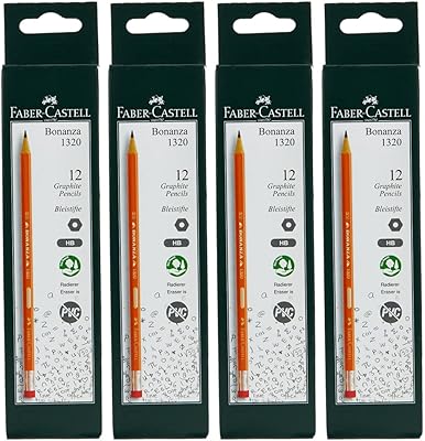 Crayon graphite faber-castell bonanza hp avec pointe en caoutchouc, boîte de 12 pièces