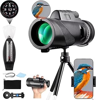 Télescope monoculaire 80x100 amélioré pour adultes et enfants avec boussole 4 en 1