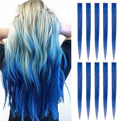 Winsky 14\" extensions de cheveux à bande bleue cheveux colorés humains - postiche