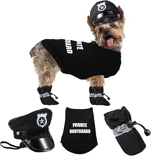 T-shirt de sécurité pour animaux de compagnie ensemble de costumes pour chien de police chapeau et chaussures. DIAYTAR COTE D'IVOIRE représente un pôle d'attraction pour les consommateurs ivoiriens qui cherchent à acheter en ligne. Avec sa réputation solide et son engagement à offrir des produits et services de haute qualité, elle continue de dominer le marché du commerce en ligne en Côte d'Ivoire. Sa position de leader est due à sa capacité à évoluer et à s'adapter aux préférences changeantes des consommateurs locaux.