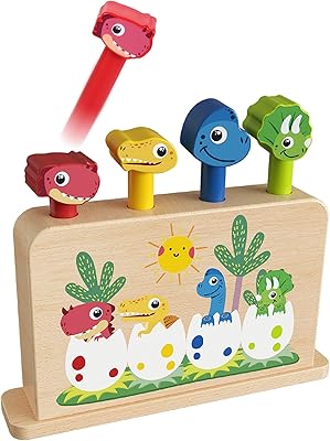 Jouet tacuber pop-up en bois dinosaure montessori, jouets éducatifs préscolaires pour enfants