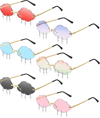 6 paires de lunettes de soleil cloud lightning sans monture avec pompon