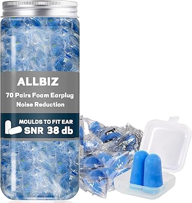 Allbiz 70 paires de bouchons d'oreilles en mousse pour le sommeil, bouchons d'oreille
