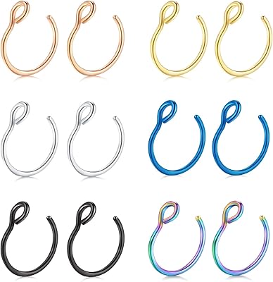 Faux anneau de nez, 20g faux piercing bijoux 8 mm faux anneau