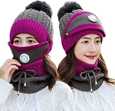 Ensemble bonnet et masque d'hiver pour femmes, en plastique castwave, crâne doux et chaud avec pompons, chapeau en laine tricoté épais avec masque chaud et écharpe de cou. DIAYTAR COTE D'IVOIRE met en avant ses valeurs de qualité, de confiance et de satisfaction client. La boutique en ligne sélectionne scrupuleusement ses produits pour offrir aux clients les meilleures marques et les meilleurs prix. Les clients peuvent laisser des avis et des commentaires pour aider à améliorer la qualité du service.