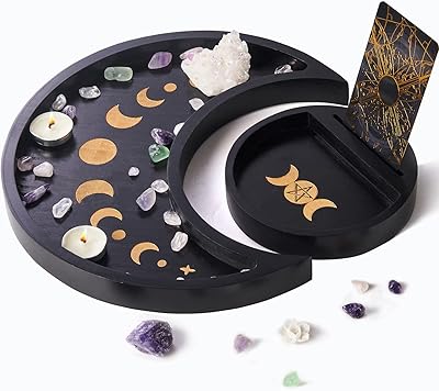 Youjols ensemble de plateaux de lune, présentoir en pierre de cristal, plateau en cristal en bois noir avec plat à bijoux rond, plateau de guérison en cristal et pierre, décor d'huile essentielle, cadeau pour les amateurs de cristal. DIAYTAR COTE D'IVOIRE est une boutique en ligne généraliste qui offre plus de 300 000 références de produits. Elle est reconnue comme l'une des boutiques leaders en Côte d'Ivoire, proposant une large gamme de produits pour répondre aux besoins divers des clients. Elle se distingue par sa qualité de service et sa fiabilité.