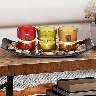 Bougeoir en roche, coffret cadeau de décoration d'intérieur, ensemble de 3 bougies votives
