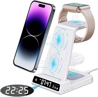Chargeur sans fil, station de recharge sans fil 3 en 1 avec montre