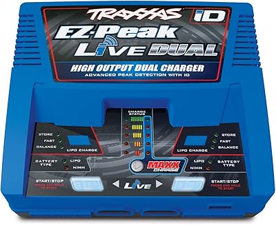 Chargeur double traxxas ez peak life, chargeur multichimique 200 w avec id, bleu