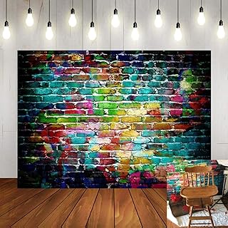 Fond de photographie de mur de briques colorées 5x3 pieds, arrière-plan de graffitis