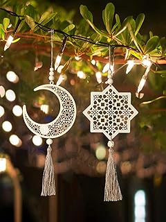 Goodrun deux pièces de pendentif en bois pour ramadan kareem, décorations de ramadan