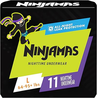 Sous-vêtements jetables ninjas, l/xl (29-57 kg), slips de nuit pour garçons, 11 pièces
