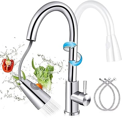 Robinet d'évier de cuisine professionnel à économie d'eau robinet extractible en acier