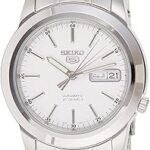 Montre automatique seiko 5 pour homme avec cadran blanc et bracelet en acier