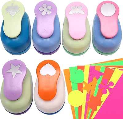 Buytra 1" perforations en papier pour scrapbooking 10 cartes collant coloré 6 formes