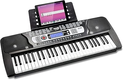 Clavier de piano rockjam rj654 54 touches avec alimentation, pupitre, autocollants de notes