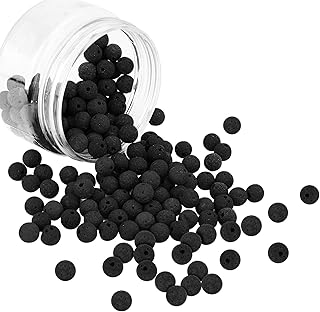 Nbeads environ 400 pièces 6mm perles de lave noires naturelles pierres précieuses