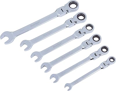 Jeu de 6 clés à cliquet flexibles en chrome vanadium blue spot tools