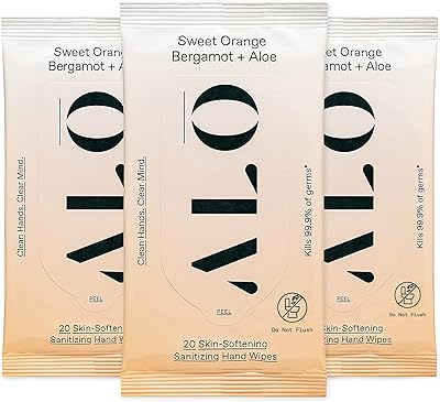Lingettes désinfectantes pour les mains parfumées à l'orange douce la bergamote et l'aloe