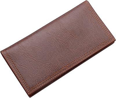 Portefeuille long à deux volets pour hommes, portefeuille avec couverture de chéquier, portefeuille