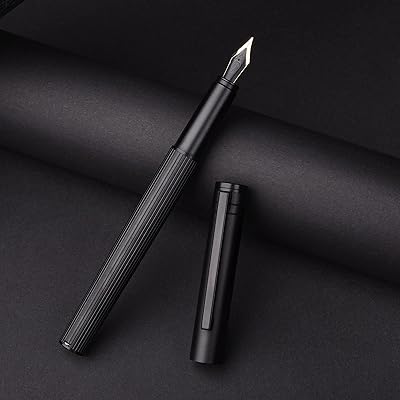 Stylo plume h1 en aluminium noir, pointe ultra fine, instrument d'écriture lisse