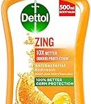 Gel douche et nettoyant pour le corps antibactériens dettol zing, 10x meilleure protection
