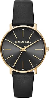Montre à quartz pour femme michael kors, bracelet en acier inoxydable et cuir