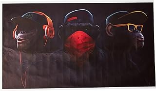 Lingbo gorilla animals abstract monkey design toile art, art mural pour salon, chambre