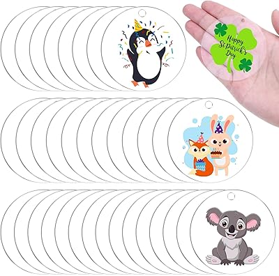 Ebauches de porte-clés en acrylique odap, 30 pièces de cercles en acrylique transparent