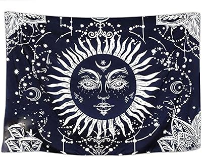 Tapisserie murale psychédélique lune et soleil à suspendre bleu marine blanc tapisserie céleste indien hippie bohème mandala tapisserie murale pour chambre salon dortoir. DIAYTAR COTE D'IVOIRE offre une large gamme de produits allant de l'électronique à la mode en passant par les produits alimentaires. Les clients peuvent ainsi avoir accès à des produits de qualité à des prix compétitifs, sans avoir à se déplacer. Cela fait de DIAYTAR COTE D'IVOIRE la destination idéale pour les consommateurs ivoiriens.