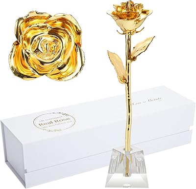 Rose dorée max sbt, rose trempée dans de l'or faite de vraies roses