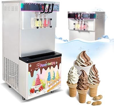 Machine à crème glacée molle à saveurs mélangées 2+1 au sol pour yaourt