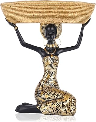 Plateau de statue d'art africain sculpture classique de femme afro-américaine pour la décoration