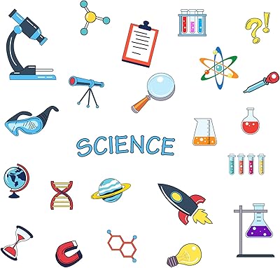 Olicraft 23 pièces autocollants muraux d'éléments scientifiques pour fournitures de laboratoire en pvc