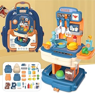 Mebegin ensemble de cuisine à dos pour enfants, 34 pièces, jeu de rôle
