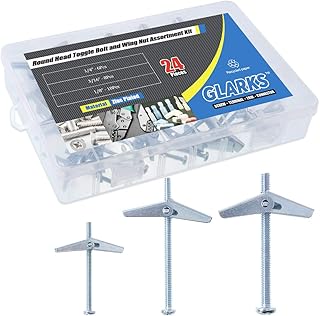 Glarex assortiment de 24 1/8", 3/16", 1/4" en acier zingué, vis et écrous