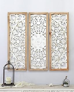 Décor mural sculpté en bois kazoli panneaux de à motifs floraux