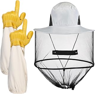 L'ensemble de chapeaux de gants d'apiculture xuhal comprend des gants d'abeille en cuir